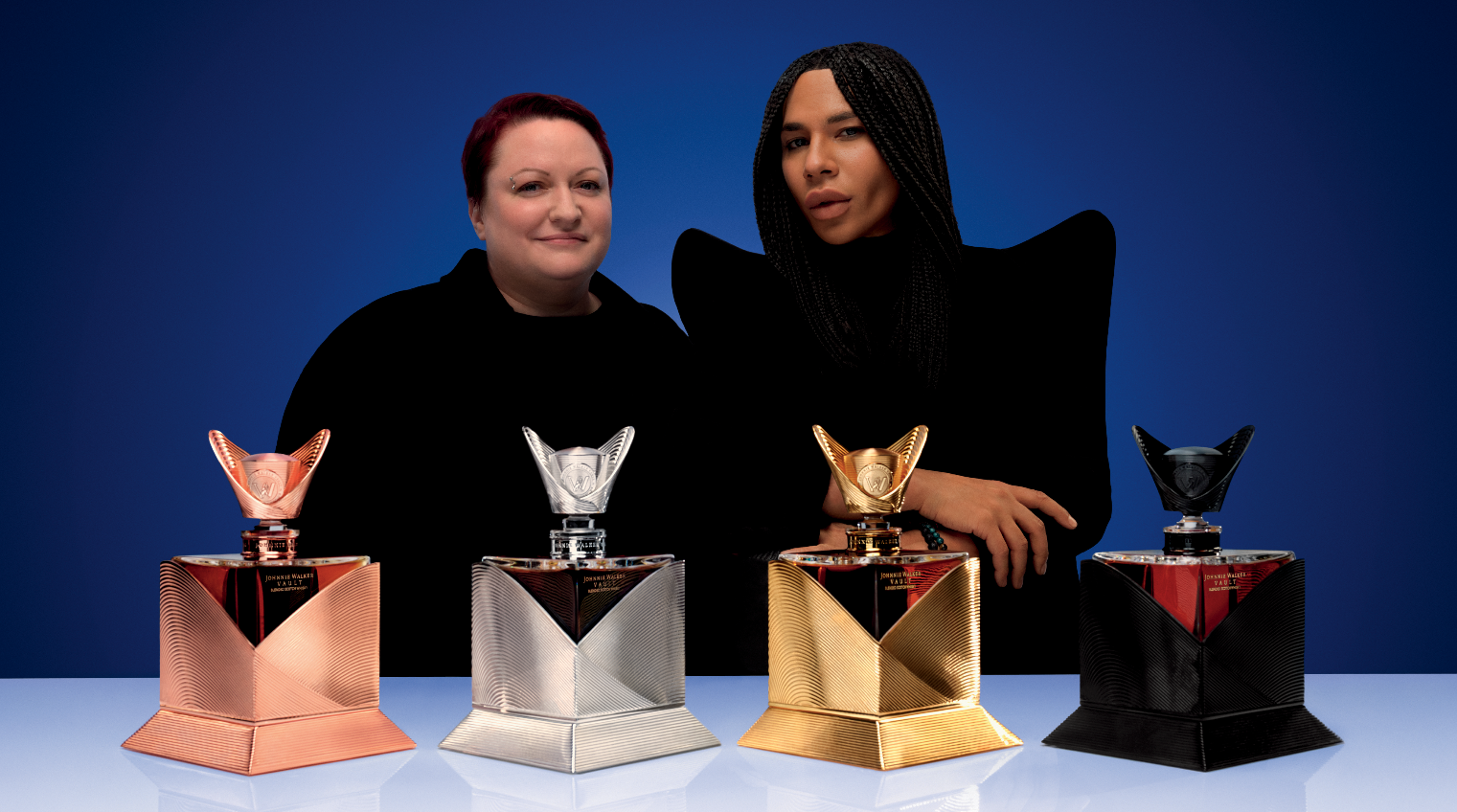 Johnnie Walker Master Blender Emma Walker with Olivier Rousteing